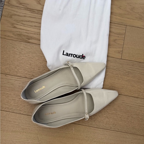 Larroude - Irene Flats in Mushroom Grey Leather - Picture 2 of 5